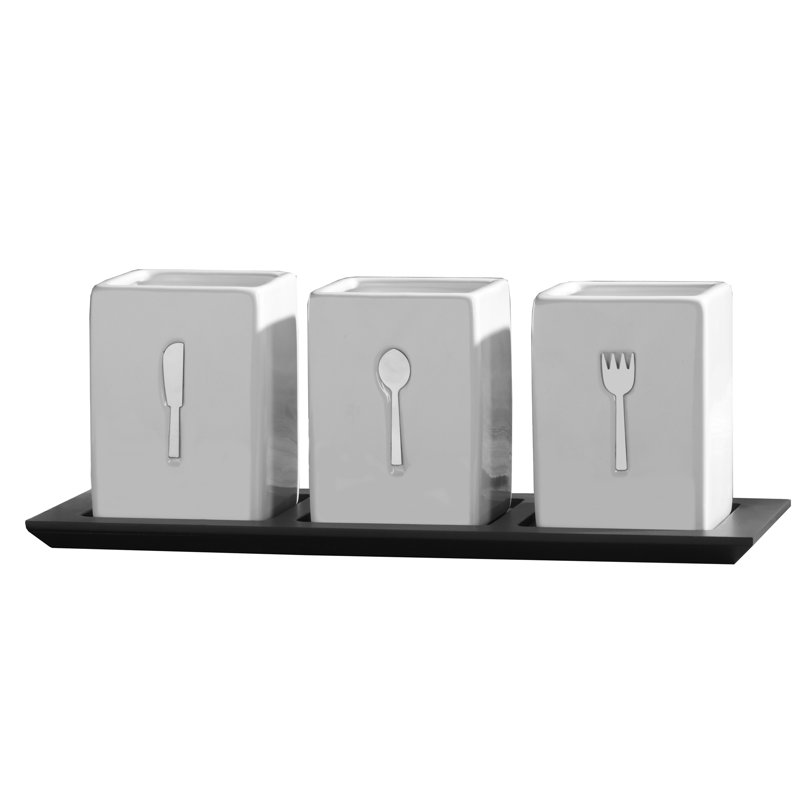 Towle Silversmiths 3 Piece Flatware Caddy Set with Wood Tray & Reviews